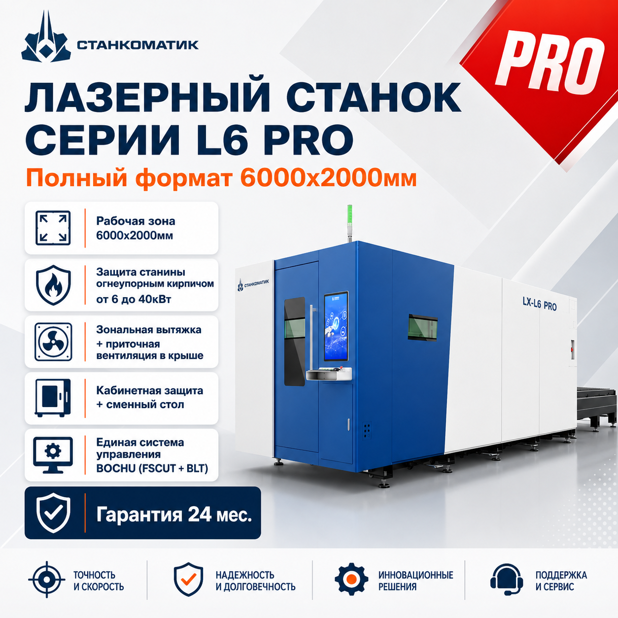 Лазерный станок по металлу с кабинетной защитой LONGXIN L6 PRO