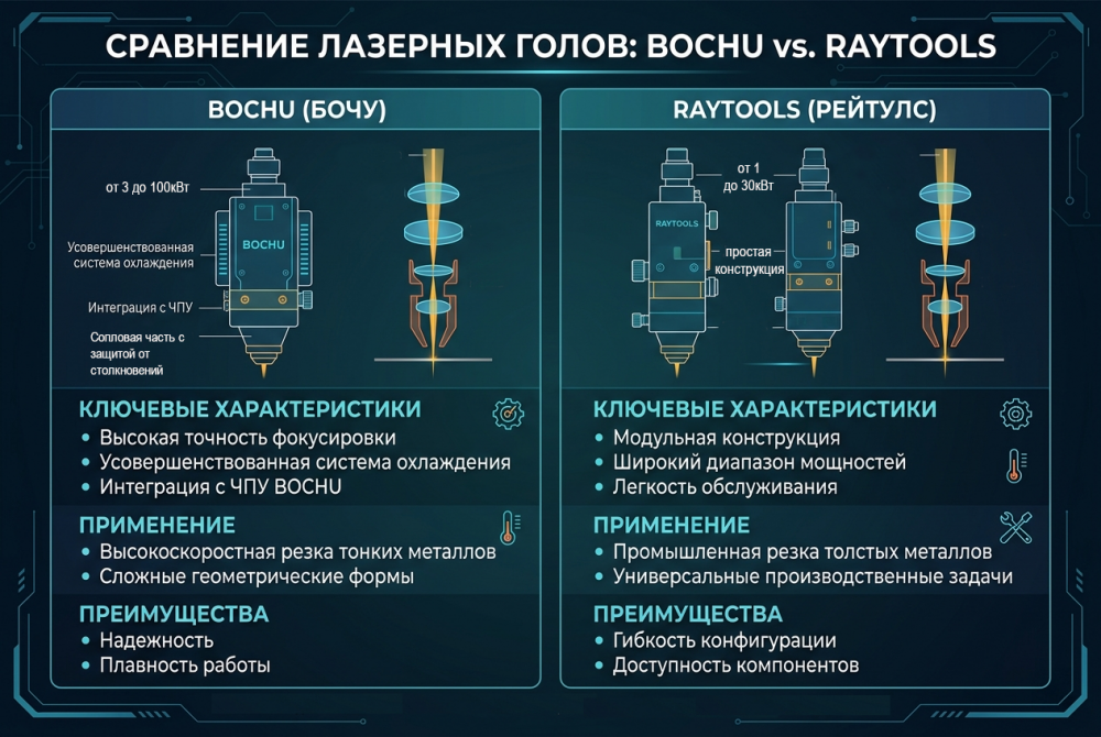 Отличия лазерных голов BLT (BOCHU) и BM (RAYTOOLS)
