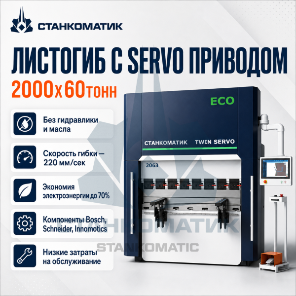 Серво-гидравлический листогиб с ЧПУ TWIN SERVO 2063