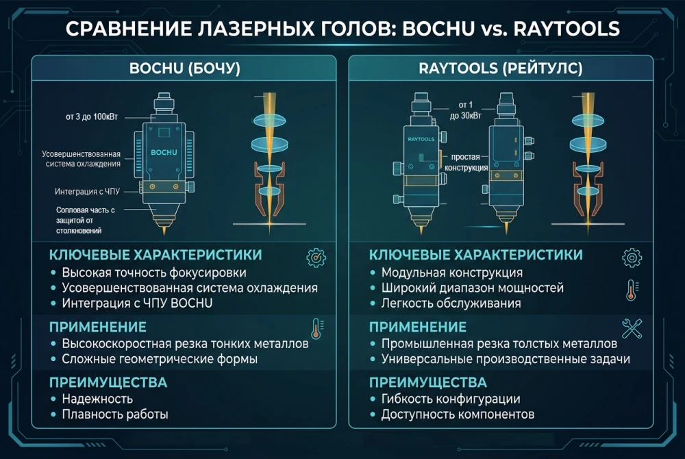 Отличия лазерных голов BLT (BOCHU) и BM (RAYTOOLS)